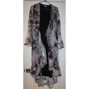 Bar III Floral Abstract Belted Ruffle Design 3/4 Sleeve Women's Dress Size Small